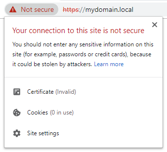 Chrome invalid certificate warning